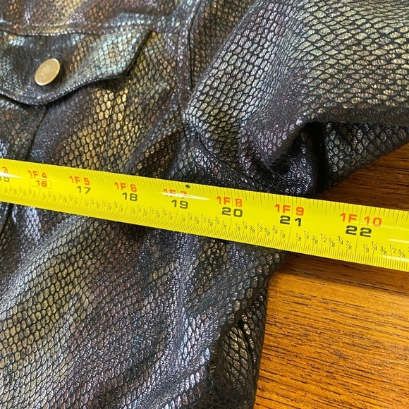 Erin London Faux Snakeskin Button Down Soft Jacket, Size XL, Black Reptile Prin - Picture 6 of 7
